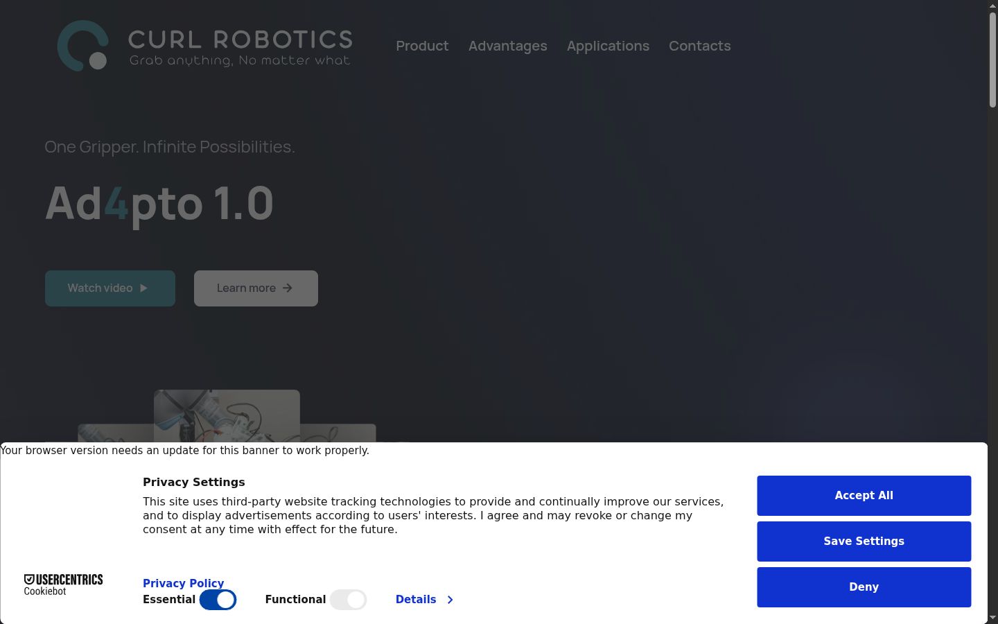 Screenshot del banner di consenso mostrato prima di qualsiasi interazione