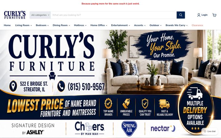 Screenshot of curlysfurniture.com