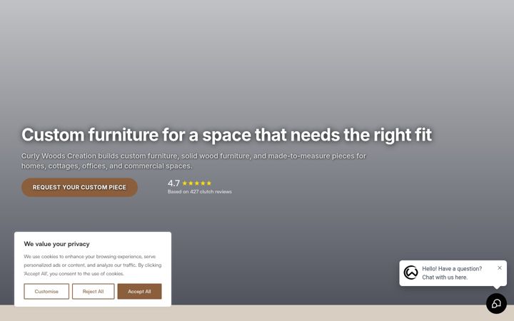 Screenshot of curlywoodscreation.com