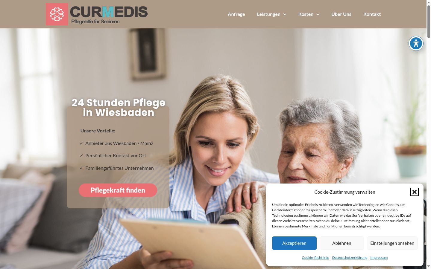 Screenshot des Einwilligungsbanners vor jeglicher Interaktion