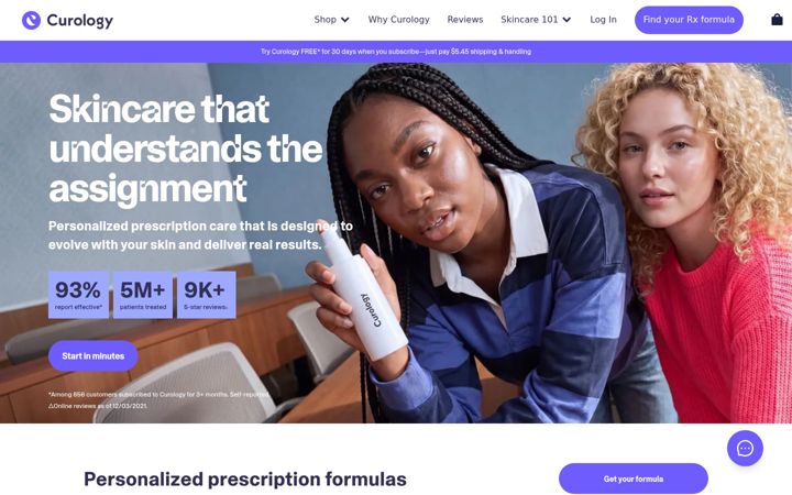 Screenshot of curology.com
