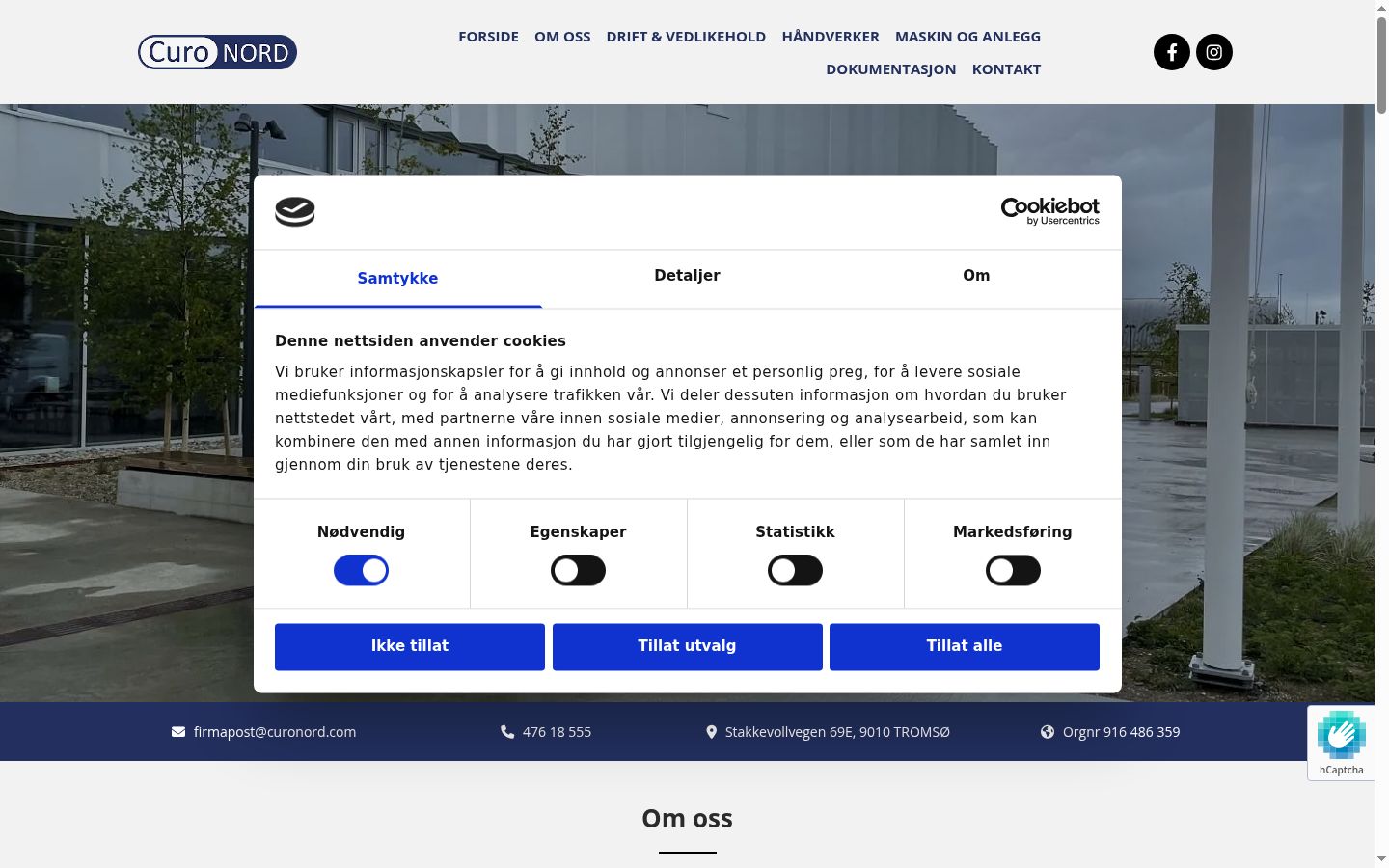Screenshot del banner di consenso mostrato prima di qualsiasi interazione