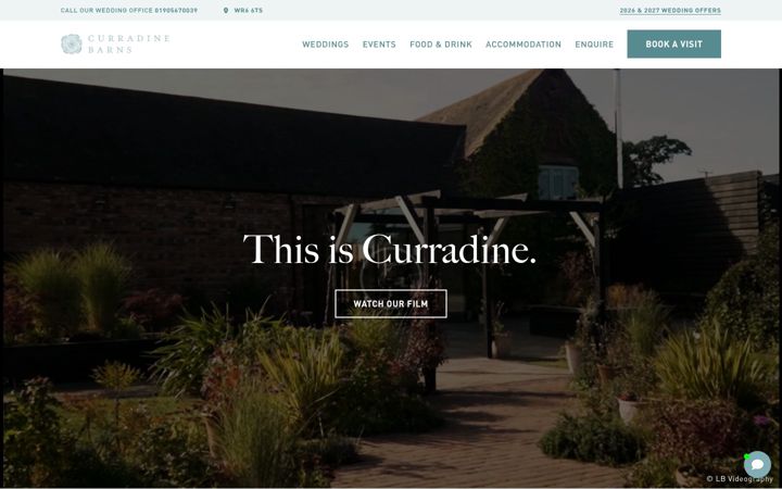 Screenshot of curradinebarns.co.uk