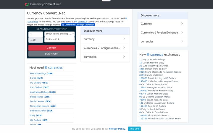Screenshot of currencyconvert.net