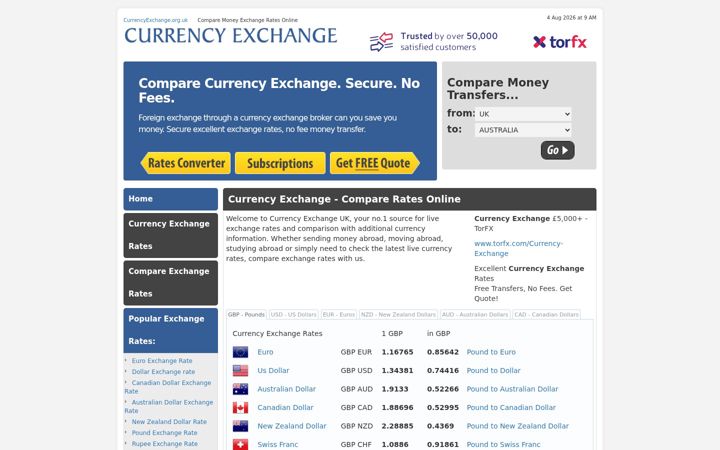 Screenshot di currencyexchange.org.uk