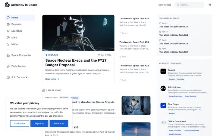 Screenshot of currentlyinspace.com