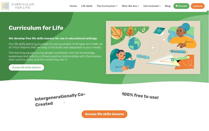 Screenshot of curriculumforlife.com
