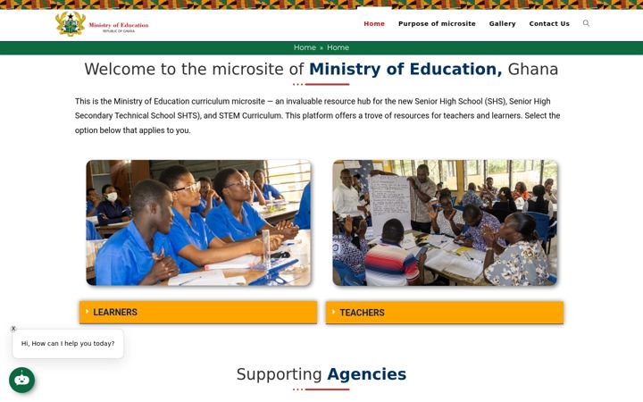 Screenshot of curriculumresources.edu.gh