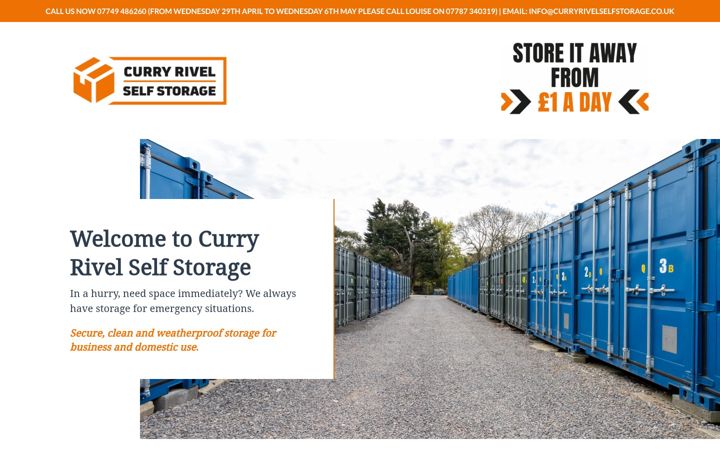 Screenshot of curryrivelselfstorage.co.uk