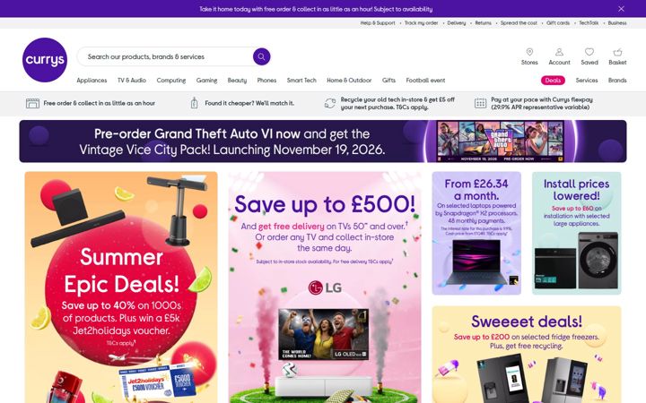 Screenshot of currys.co.uk