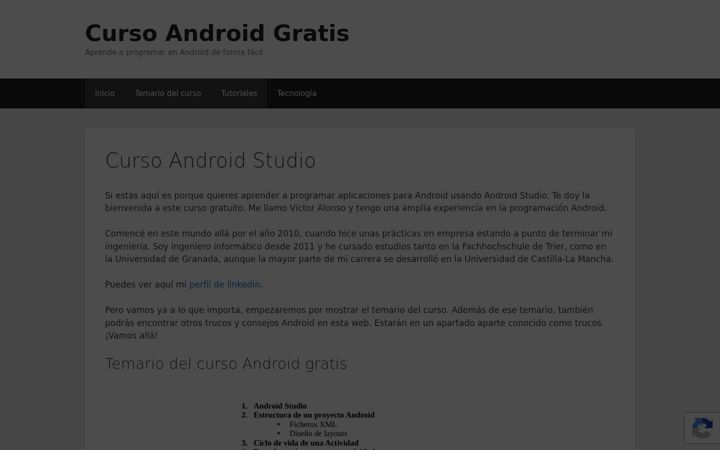 Skærmbillede af cursoandroidgratis.com.es