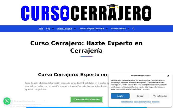 Screenshot of cursocerrajero.com