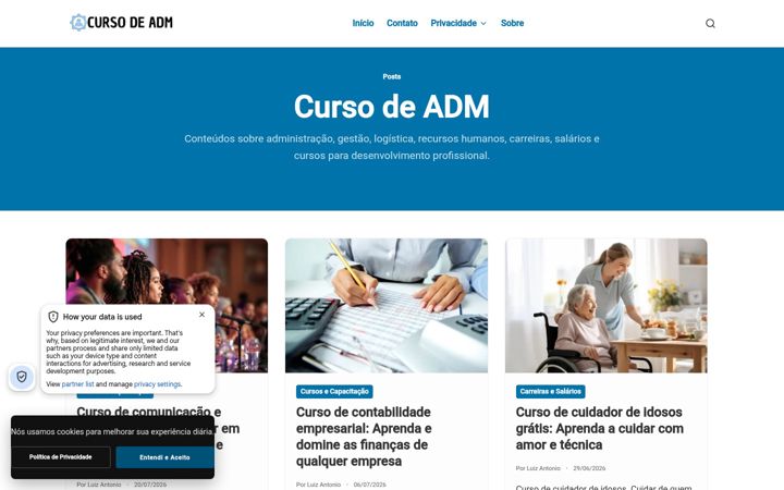 Screenshot of cursodeadm.com.br