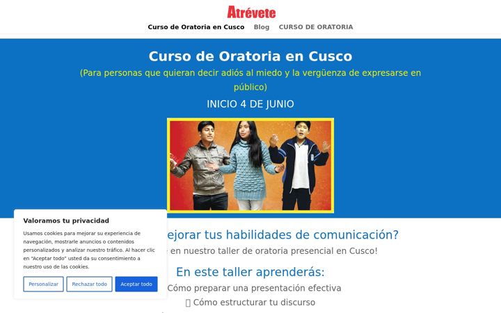 Screenshot of cursodeoratoria.net