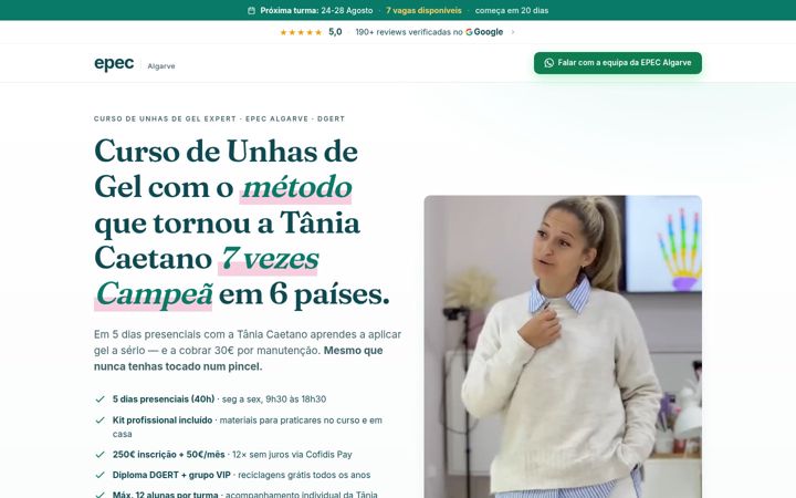 Screenshot of cursodeunhas.pt
