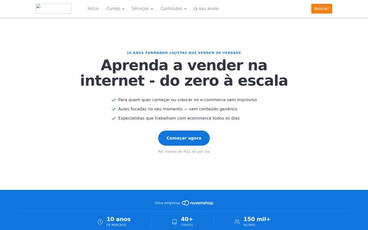 Screenshot ta' cursoecommercedozero.com.br