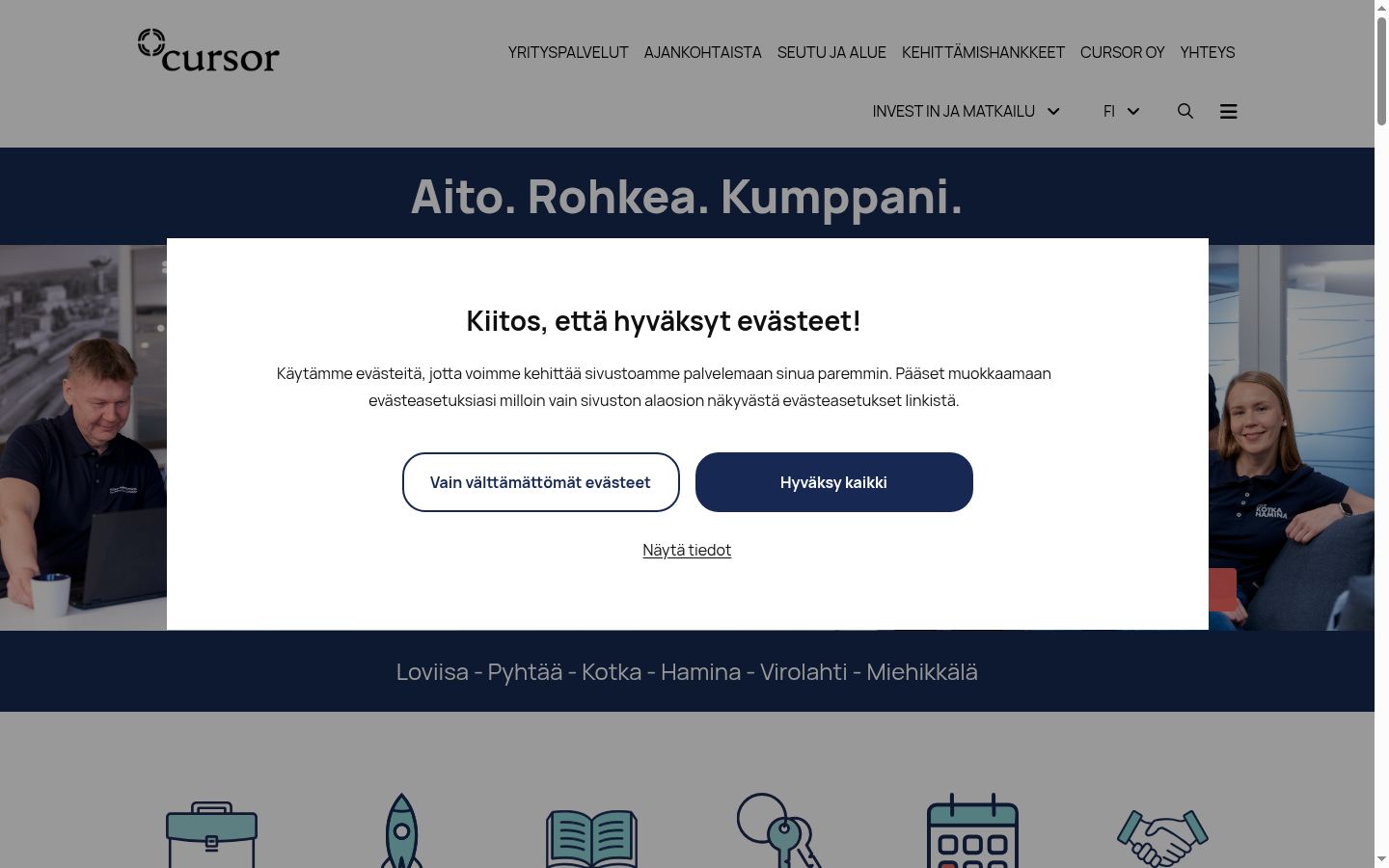Screenshot del banner di consenso mostrato prima di qualsiasi interazione