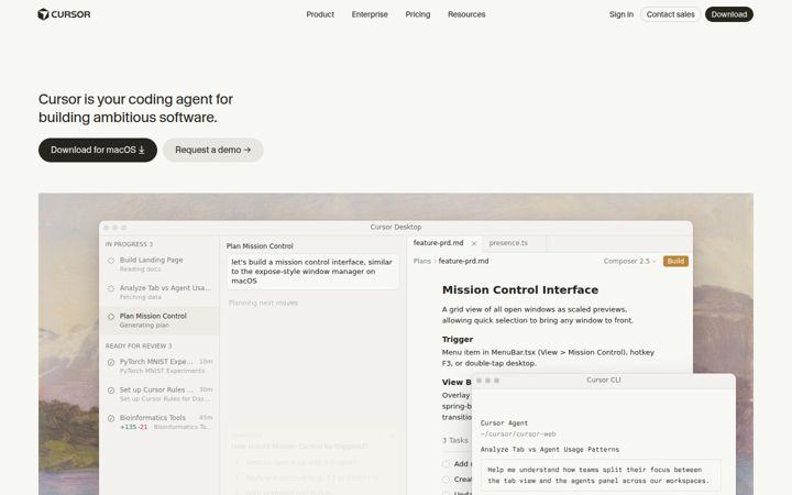 Screenshot von cursor.sh