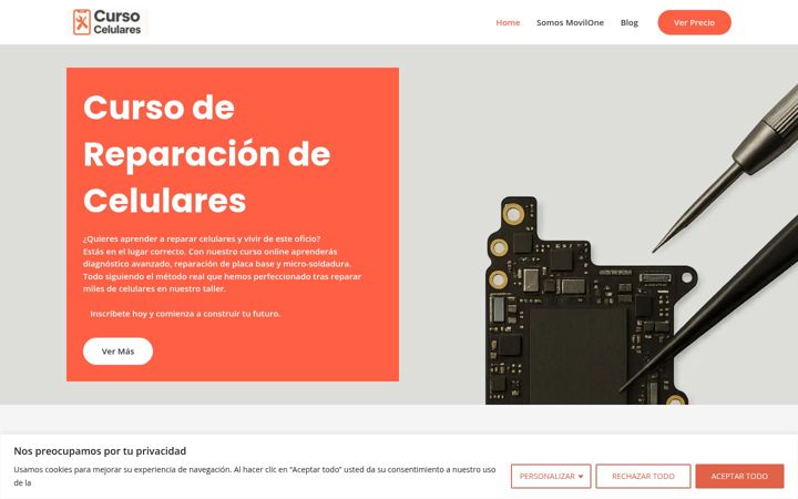 Screenshot of cursoreparacioncelulares.com