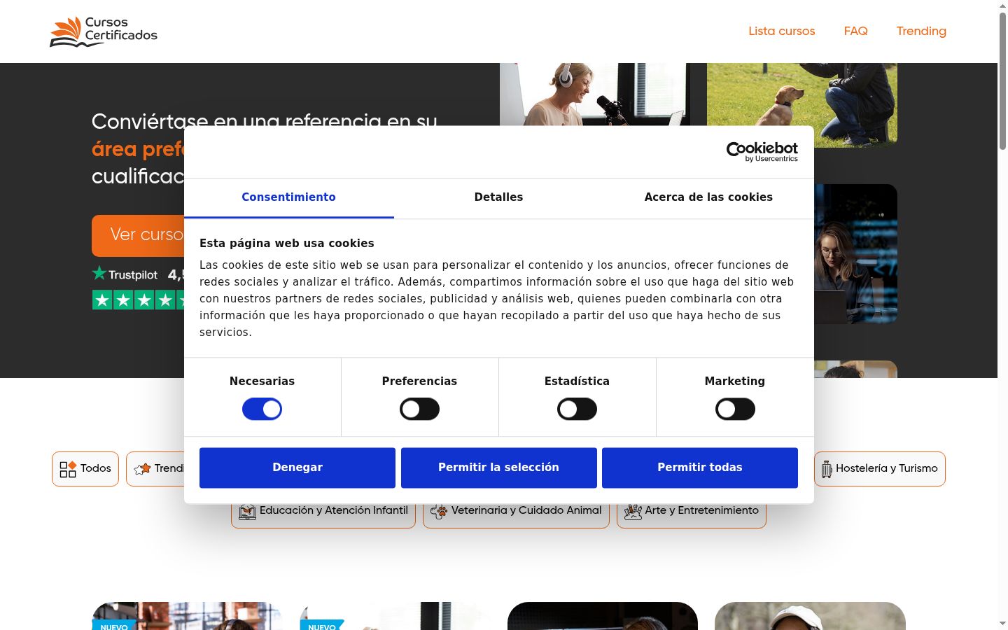 Screenshot of the consent banner shown before any interaction