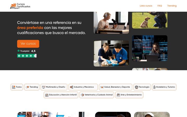 Screenshot of cursos-certificados.es