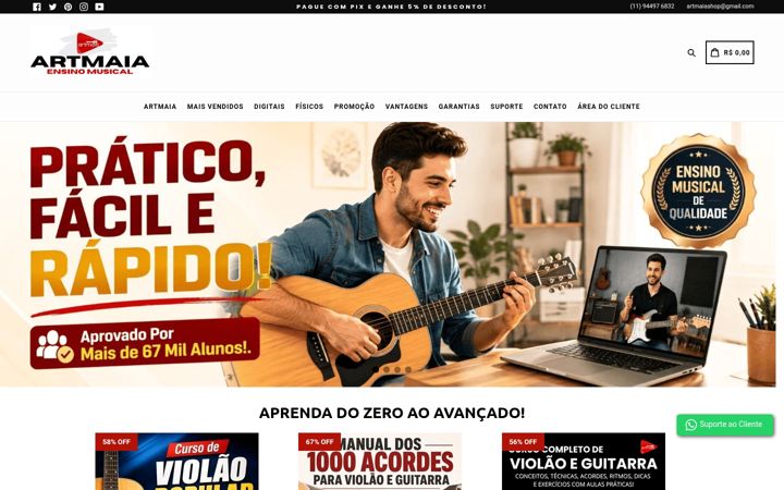Screenshot di cursosartmaia.com.br