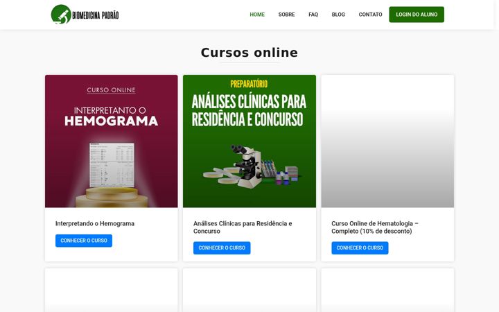 Screenshot di cursosbiomedicinapadrao.com.br