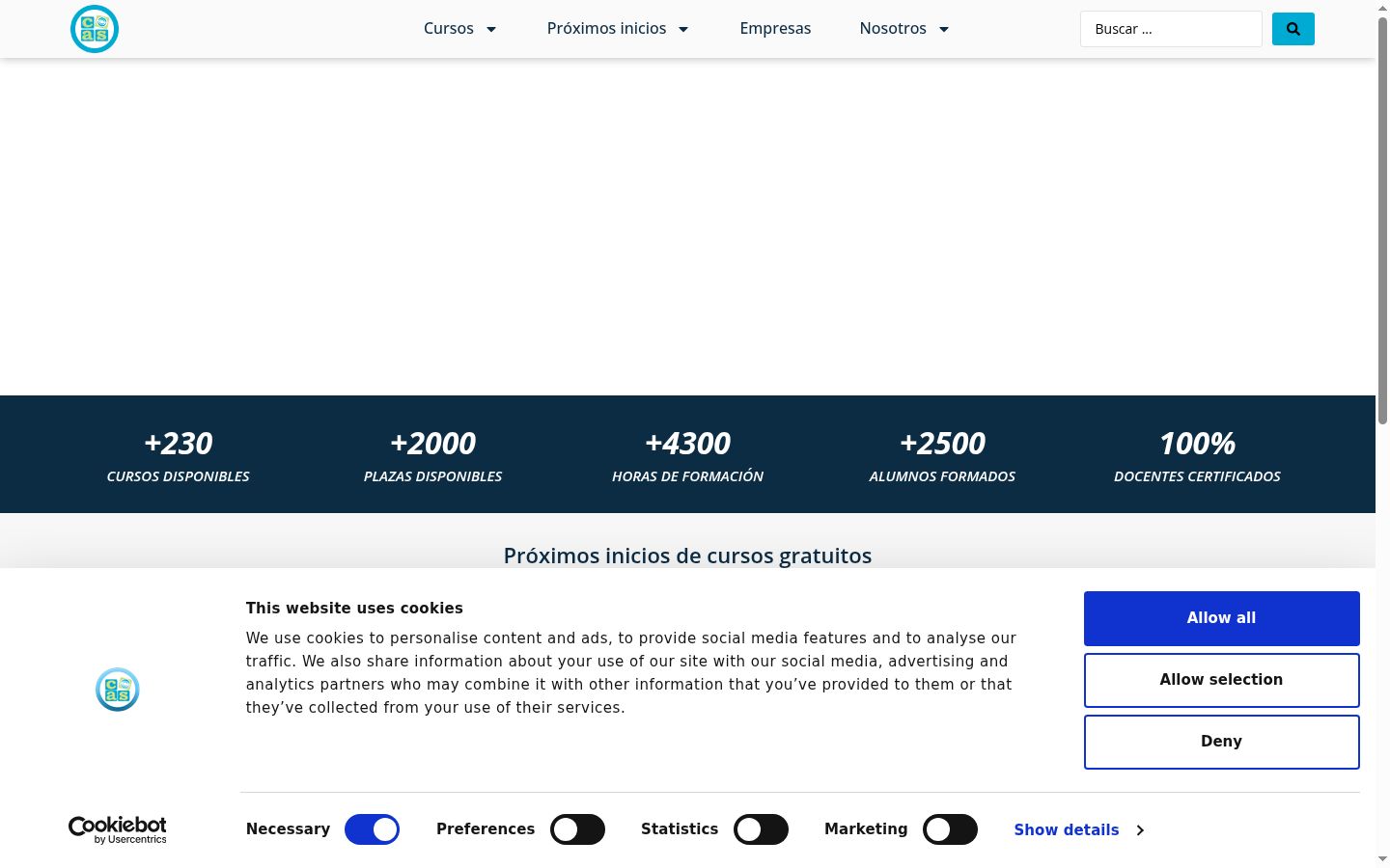 Screenshot of the consent banner shown before any interaction