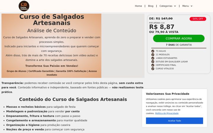 Screenshot of cursosculinaria.com