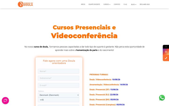 Screenshot di cursosdedoula.com.br