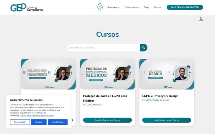Екранна снимка на cursosgepcompliance.com.br