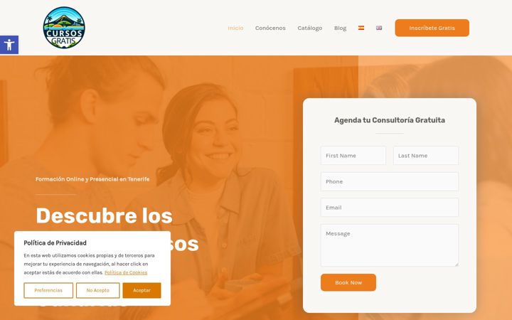 Snimka zaslona za cursosgratiscanarias.es