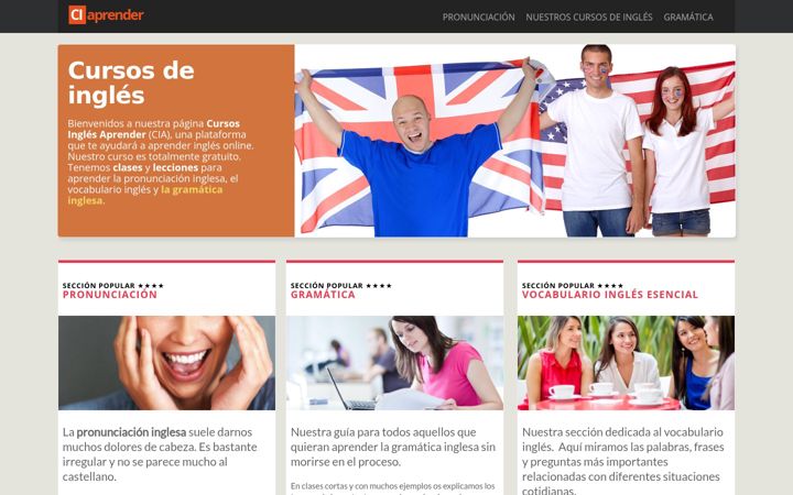 Screenshot of cursosinglesaprender.com