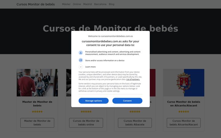 Екранна снимка на cursosmonitordebebes.com.es