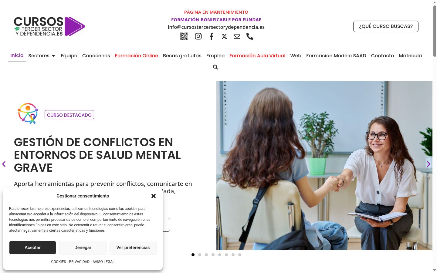Screenshot del banner di consenso mostrato prima di qualsiasi interazione