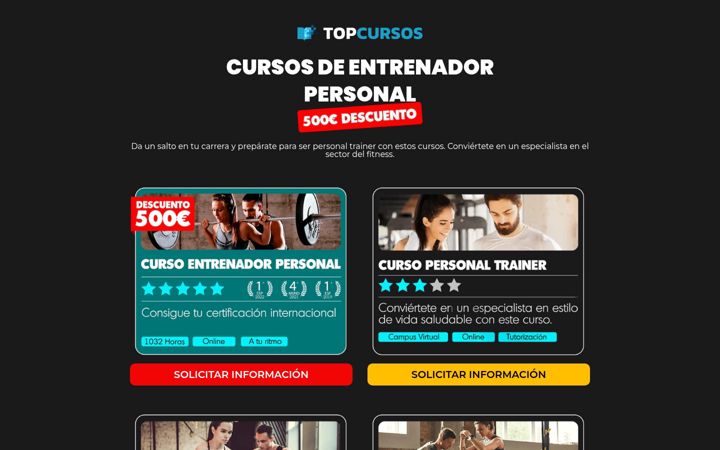 Screenshot of cursostopdeportes.com