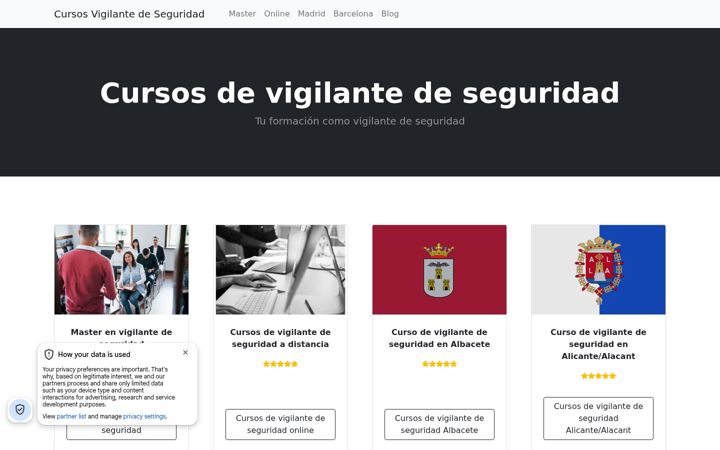 Screenshot of cursosvigilantedeseguridad.com.es