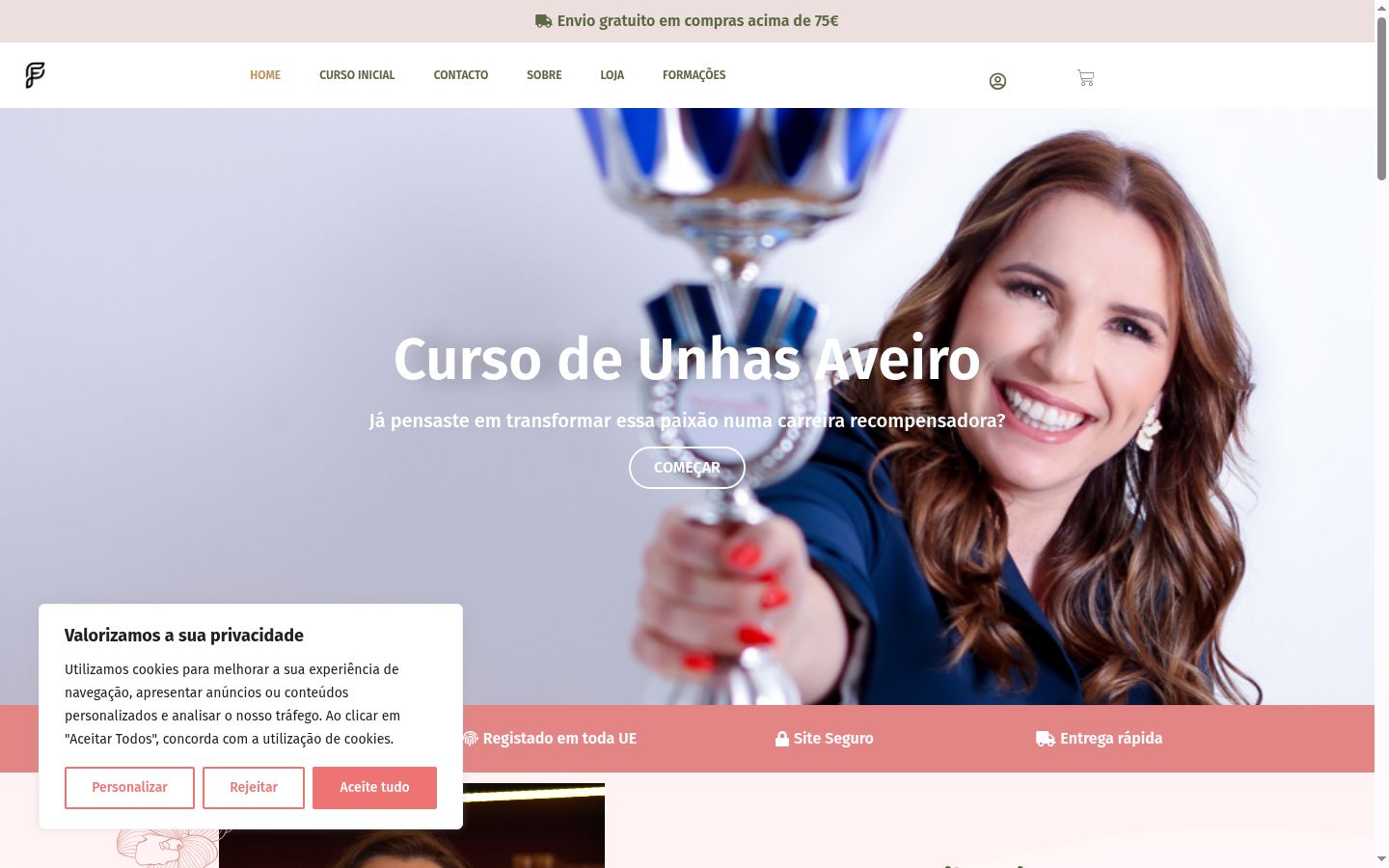 Captura de pantalla del banner de consentimiento mostrado antes de cualquier interacción