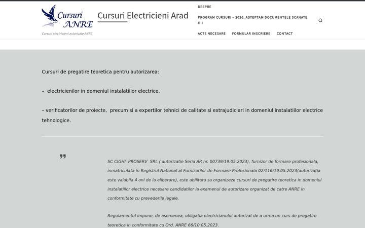 Zrzut ekranu cursurielectricieniarad.ro