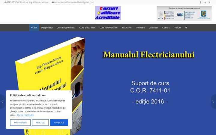 Zrzut ekranu cursurifrigotehnisti.ro