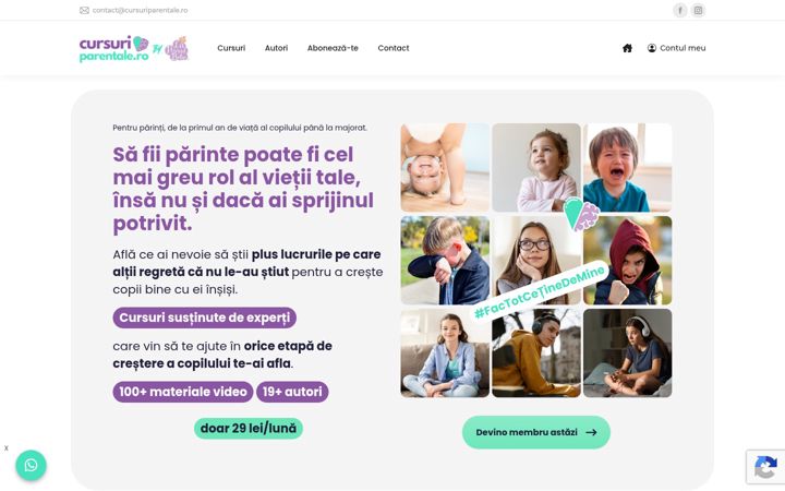 Captura de pantalla de cursuriparentale.ro