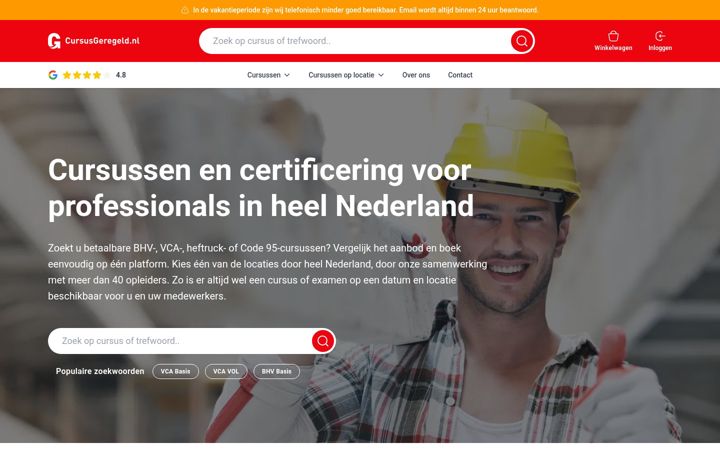 Screenshot of cursusgeregeld.nl