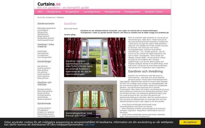 Screenshot of curtains.se