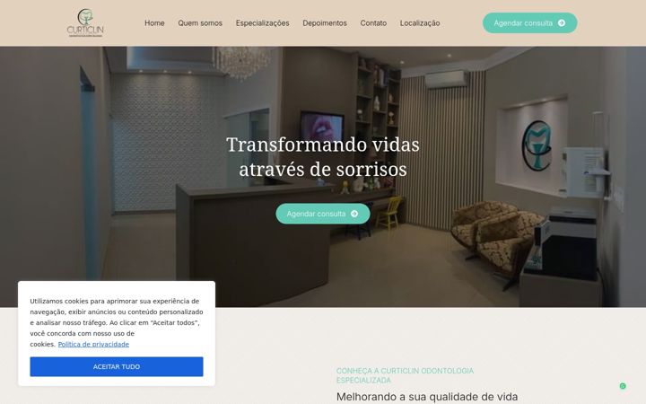 Screenshot of curticlinodontologia.com.br