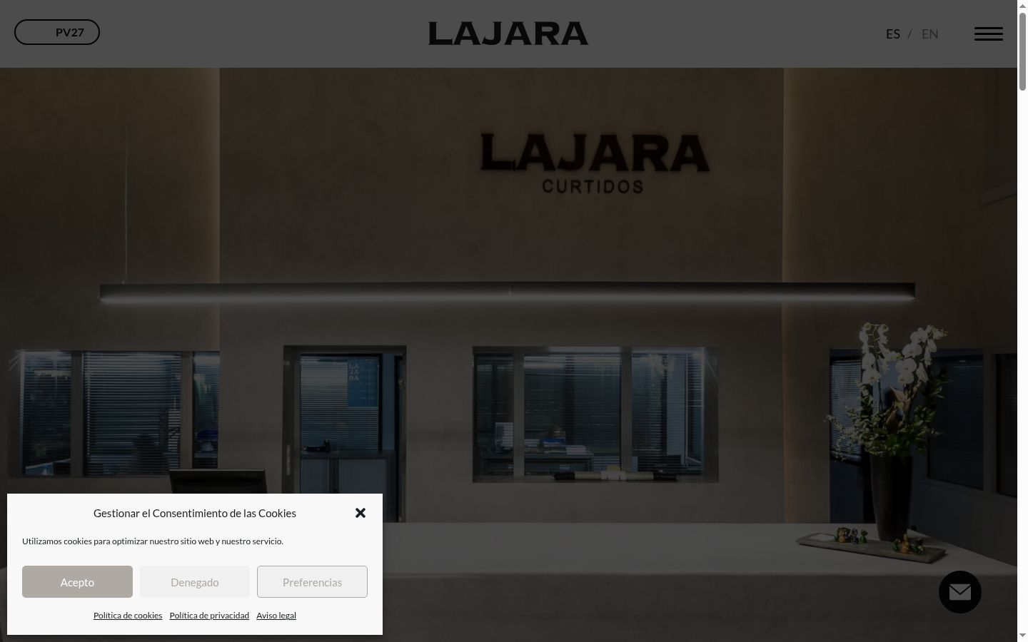 Captura de pantalla del banner de consentimiento mostrado antes de cualquier interacción