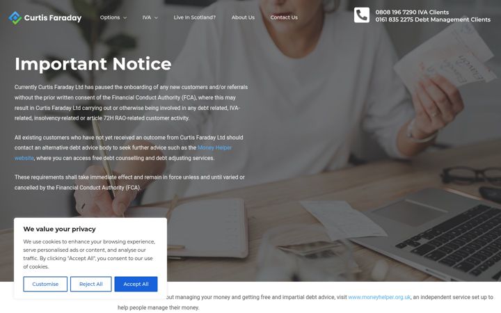 Screenshot of curtisfaraday.co.uk