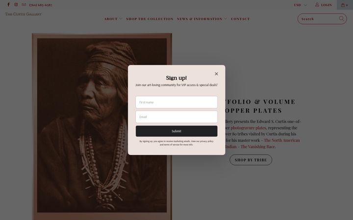 Screenshot of curtisgallery.com