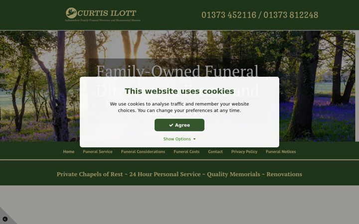 Screenshot of curtisilottfunerals.co.uk