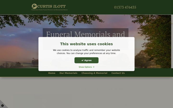 Screenshot of curtisilottmemorials.co.uk