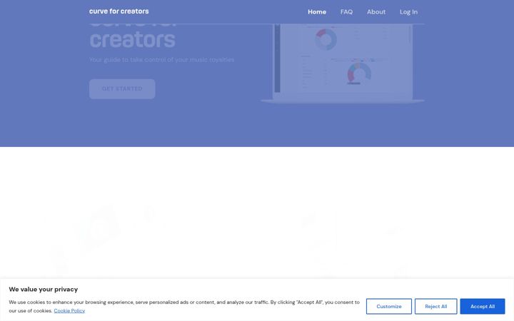 Screenshot of curveforcreators.com